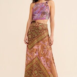 Free People Paisley Maxi Skirt - Brown and Purple
